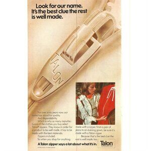 Talon World Quality Zipper Fashion Clothing 1970s Vintage Print Ad 9 inch